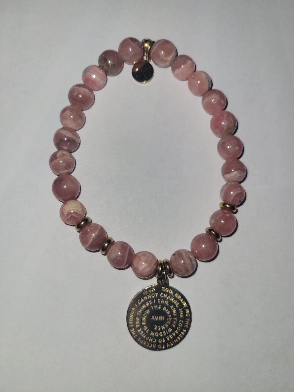 Authentic T. Jazelle Rhodochrosite Bracelet – Sterling Silver Serenity Prayer